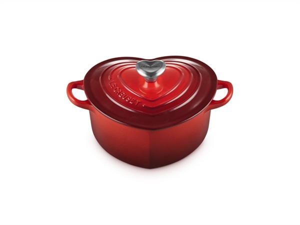 LE CREUSET Cocotte a cuore in ghisa vetrificata con pomello a cuore - ciliegia