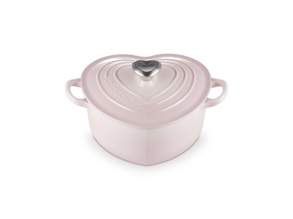 LE CREUSET Cocotte a cuore in ghisa vetrificata con pomello a cuore - shell pink