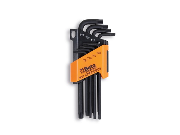 BETA UTENSILI Serie di chiavi maschio piegate per viti con impronta Tamper Resistant Torx, con supporto in plastica BW 97RTX/SC8
