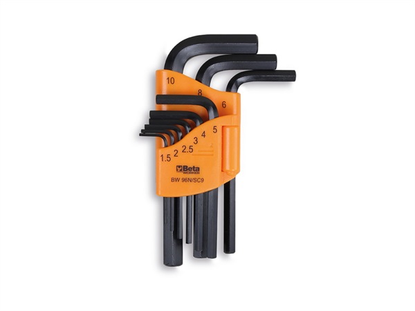 BETA UTENSILI Serie di chiavi maschio esagonale piegate, con supporto in plastica BW 96N/SC9
