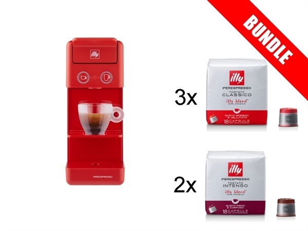 ILLYCAFFE' S.P.A Macchina caffè y3.3 rosso+3 confezioni caffè iperespresso tostato classico e 2 intenso