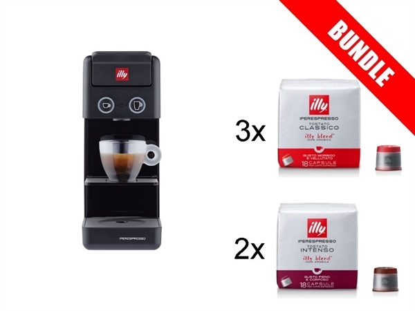 ILLYCAFFE' S.P.A Macchina caffè y3.3 nera+3 confezioni caffè iperespresso tostato classico e 2 intenso