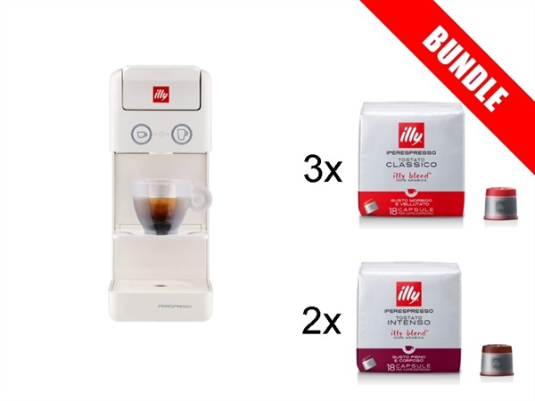 ILLYCAFFE' S.P.A Macchina caffè y3.3 bianca+3 confezioni caffè iperespresso tostato classico e 2 intenso