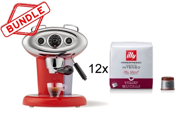 ILLYCAFFE' S.P.A Macchina caffè x7.1 rossa + 12 confezioni caffè iperespresso tostato intenso