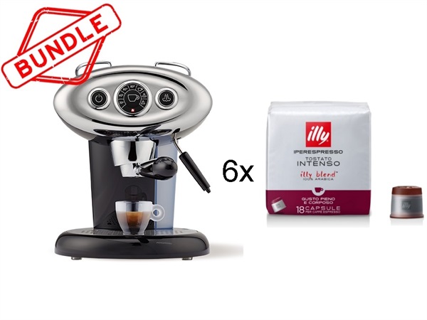 ILLYCAFFE' S.P.A Macchina caffè x7.1 nera + 6 confezioni caffè iperespresso tostato intenso
