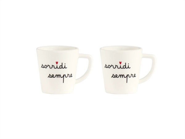 SIMPLE DAY LIVING & LIFESTYLE Set 2 tazzine in gres sorridi sempre