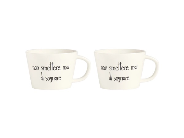 SIMPLE DAY LIVING & LIFESTYLE Set 2 tazze in gres non smettere mai di sognare