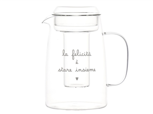 SIMPLE DAY LIVING & LIFESTYLE Caraffa con portaghiaccio in vetro la felicità è stare insieme