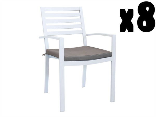 MAGAZZINI COSMA S.P.A. SET 8 POLTRONE FORMENTERA CON CUSCINO IMPILABILI bianco