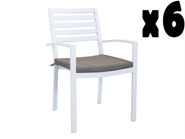 MAGAZZINI COSMA S.P.A. SET 6 POLTRONE FORMENTERA CON CUSCINO IMPILABILI bianco