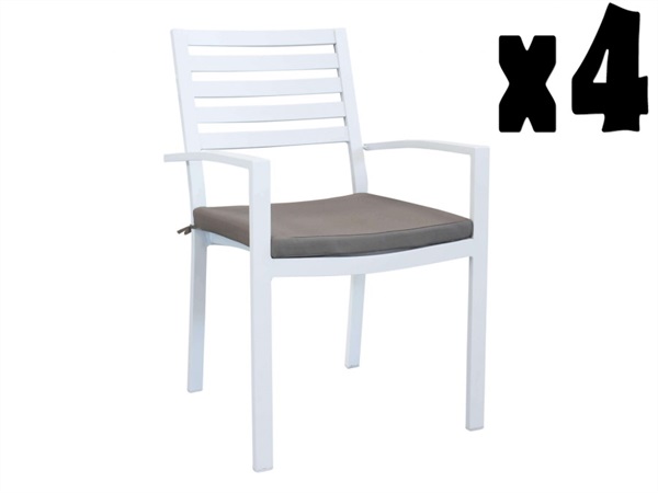 MAGAZZINI COSMA S.P.A. SET 4 POLTRONE FORMENTERA CON CUSCINO IMPILABILI bianco