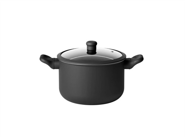FRATELLI GUZZINI S.P.A. CUOCIPASTA CON COPERCHIO IN VETRO "COOK&COLOR", Ø 22,5 cm - nero