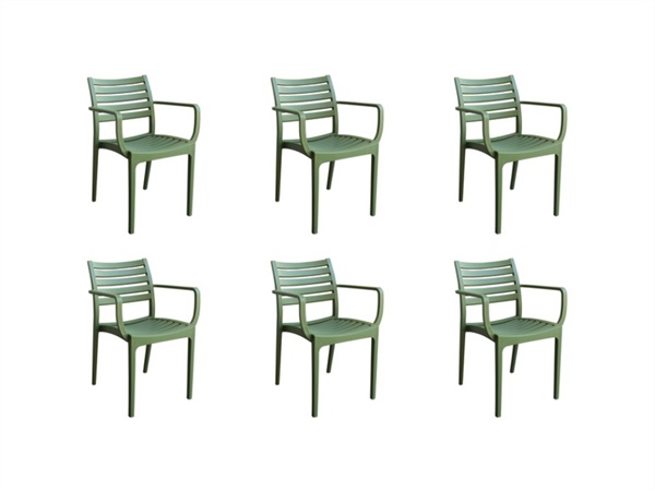 MAGAZZINI COSMA S.P.A. SET 6 POLTRONE EVELINE IMPILABILI VERDE SCURO