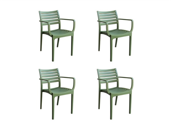 MAGAZZINI COSMA S.P.A. SET 4 POLTRONE EVELINE IMPILABILI VERDE SCURO