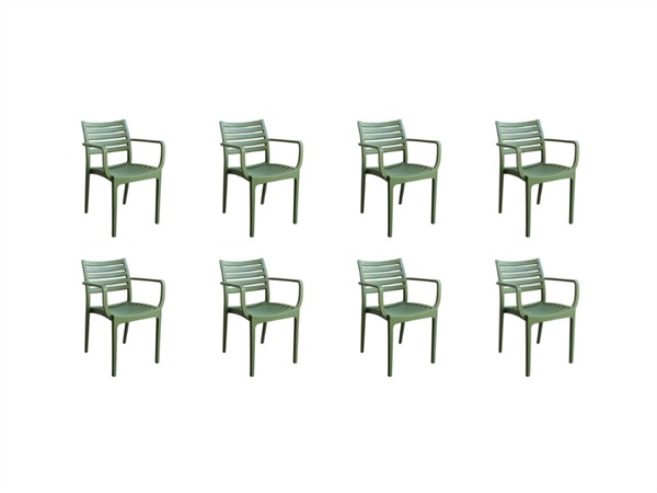 MAGAZZINI COSMA S.P.A. SET 8 POLTRONE EVELINE IMPILABILI VERDE SCURO