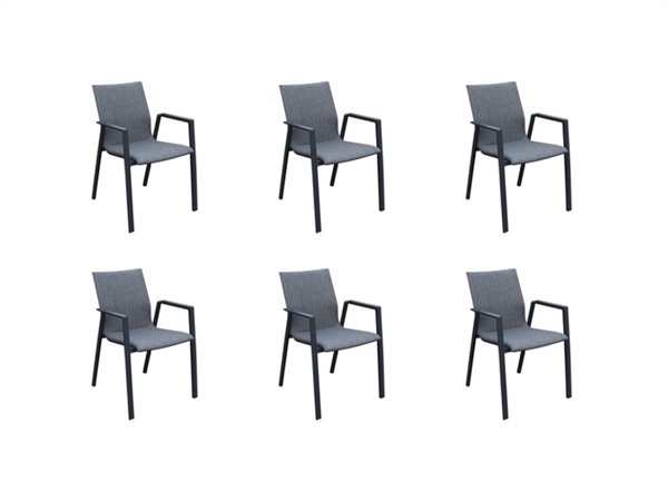 MAGAZZINI COSMA S.P.A. Set 6 poltrone Djerba impilabile antracite