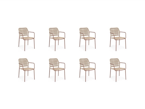 BIZZOTTO Set 8 sedie Jable con braccioli impilabili coral