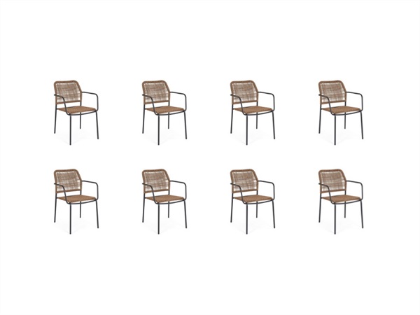 BIZZOTTO Set 8 sedie Jable con braccioli impilabili antracite