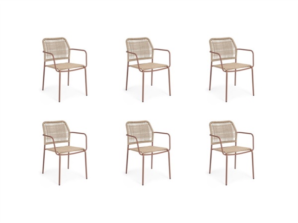 BIZZOTTO Set 6 sedie Jable con braccioli impilabili coral