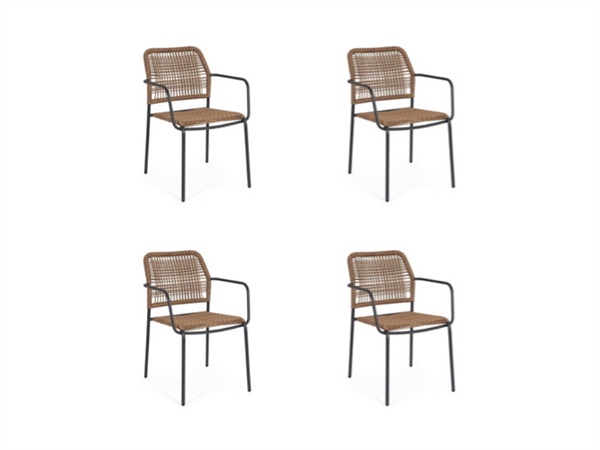 BIZZOTTO Set 4 sedie Jable con braccioli impilabili antracite