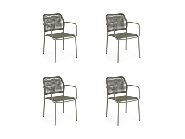 BIZZOTTO Set 4 sedie Jable con braccioli impilabili verde