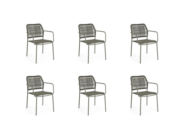 BIZZOTTO Set 6 sedie Jable con braccioli impilabili verde