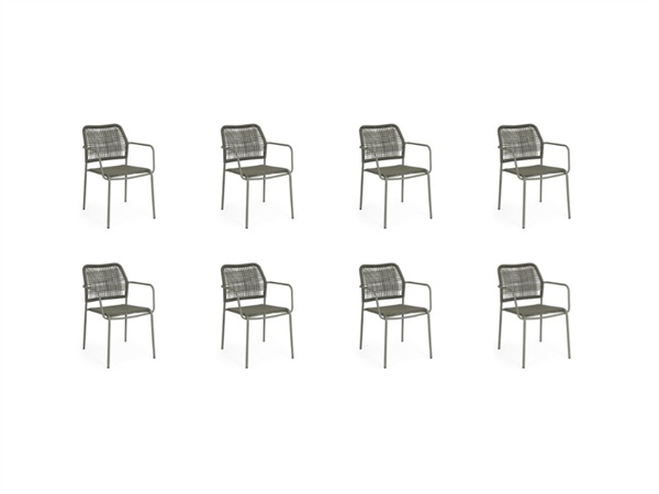 BIZZOTTO Set 8 sedie Jable con braccioli impilabili verde