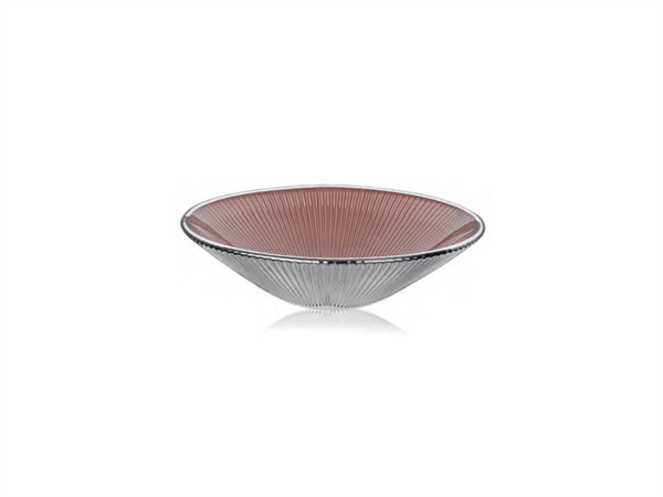 IVV Lirica, Coppa in vetro decoro rosa cipria perlato argentato 25 cm