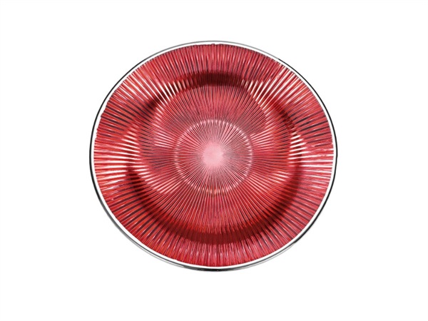 IVV Lirica, Piatto in vetro decoro rosso argentato 28 cm