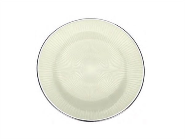 IVV Lirica, Piatto in vetro decoro bianco panna argentato 22 cm