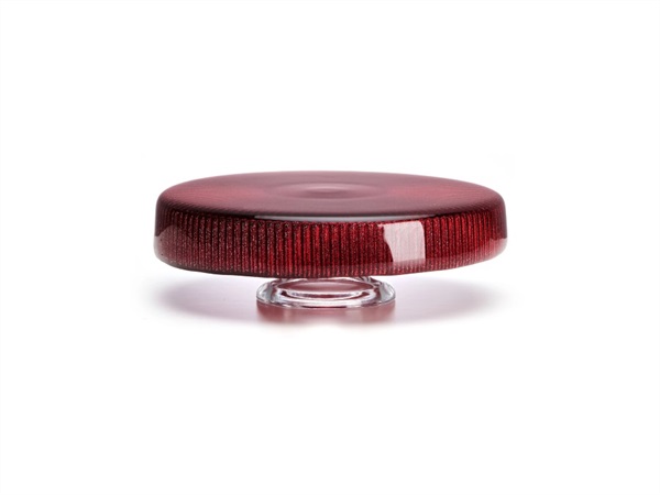 IVV Noel, Portadolci smerlato in vetro decoro glitter rosso 26 cm