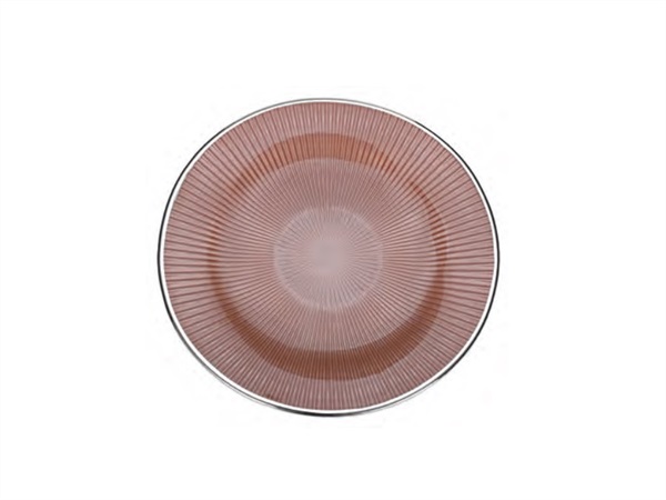 IVV Lirica, Piatto in vetro decoro rosa cipria argentato 22 cm