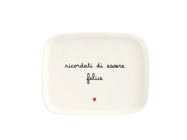 SIMPLE DAY LIVING & LIFESTYLE Piatto rettangolare Ricordati di essere felice 20x15,5 cm