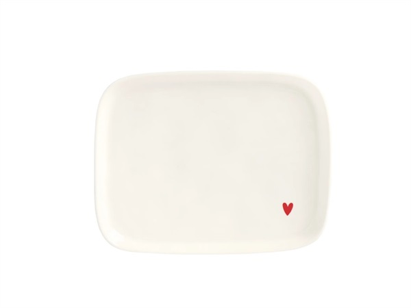 SIMPLE DAY LIVING & LIFESTYLE Piatto rettangolare Cuore rosso 20x15,5 cm