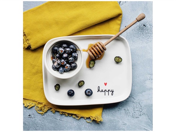 SIMPLE DAY LIVING & LIFESTYLE Piatto rettangolare Happy 20x15,5 cm
