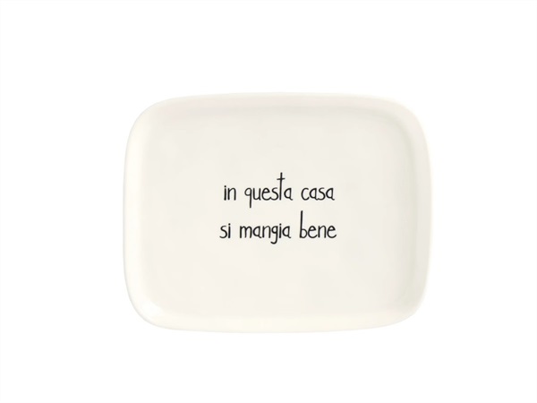 SIMPLE DAY LIVING & LIFESTYLE Piatto rettangolare In questa casa si mangia bene 20x15,5 cm