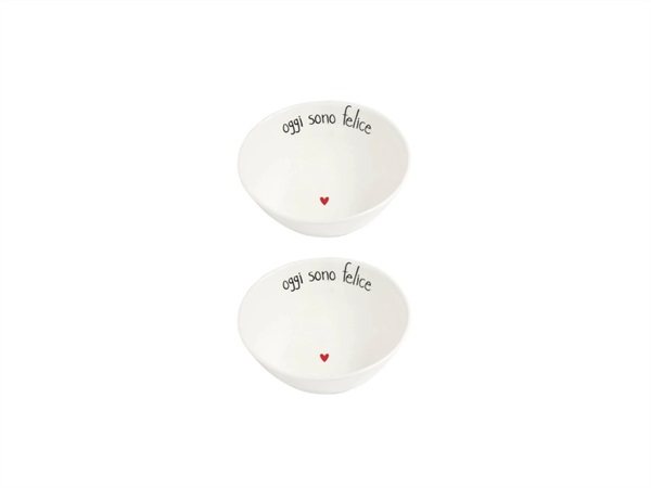 SIMPLE DAY LIVING & LIFESTYLE Set 2 Coppette in gres Oggi sono felice Ø15 cm