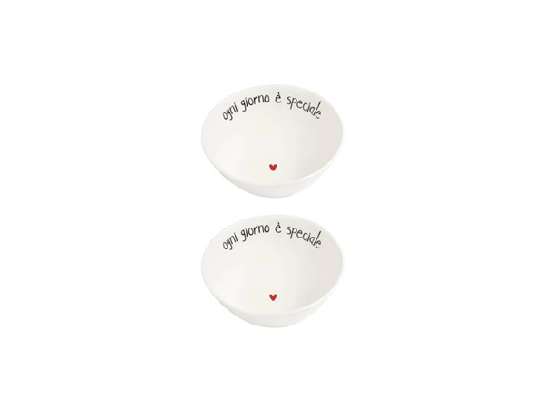 SIMPLE DAY LIVING & LIFESTYLE Set 2 Coppette in gres Ogni giorno è speciale Ø15 cm
