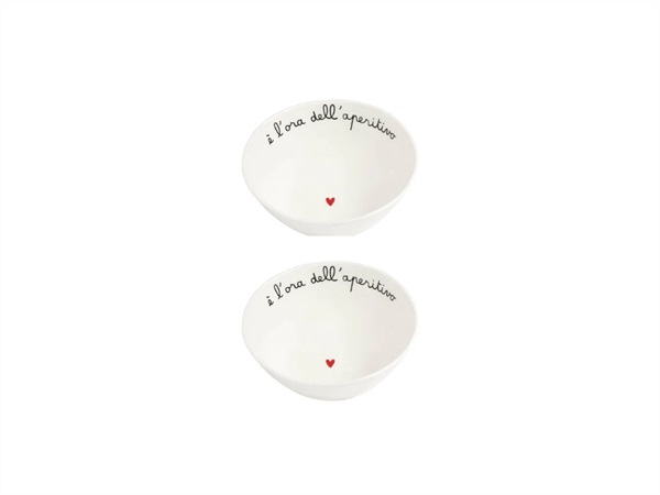 SIMPLE DAY LIVING & LIFESTYLE Set 2 Coppette in gres E' l'ora dell'aperitivo Ø15 cm