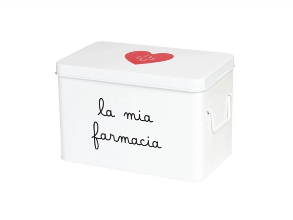 SIMPLE DAY LIVING & LIFESTYLE Scatola in acciaio verniciato La mia farmacia - 32x19x20 cm