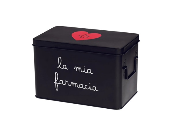 SIMPLE DAY LIVING & LIFESTYLE Scatola in acciaio verniciato La mia farmacia - 32x19x20 cm