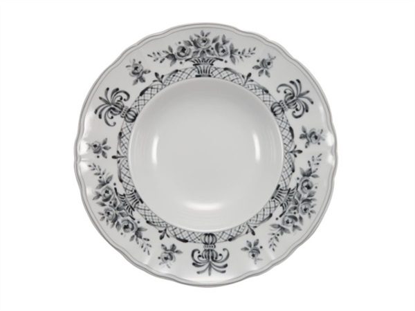 LE COQ Neos anthiros, Pastabowl bianco e grigio Ø 26,5 h 5,5 cm