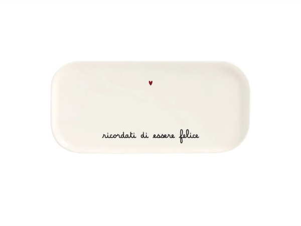 SIMPLE DAY LIVING & LIFESTYLE Piatto rettagolare Ricordati di essere felice 31.8x15 cm