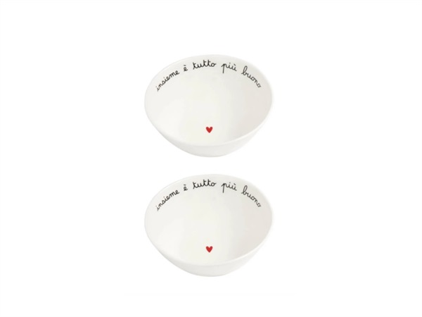 SIMPLE DAY LIVING & LIFESTYLE Set 2 Coppette in gres Insieme è tutto più buono Ø15 cm