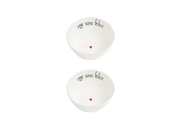 SIMPLE DAY LIVING & LIFESTYLE Set 2 Coppette in gres Oggi sono felice Ø12 cm