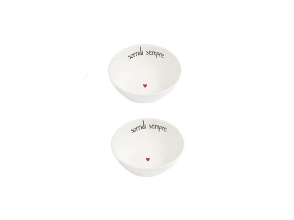 SIMPLE DAY LIVING & LIFESTYLE Set 2 Coppette in gres Sorridi sempre Ø12 cm