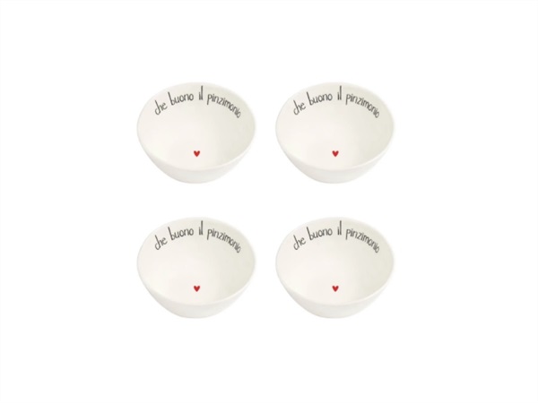 SIMPLE DAY LIVING & LIFESTYLE Set 4 Coppette in gres Che buono il pinzimonio Ø10 cm