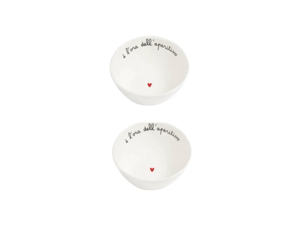 SIMPLE DAY LIVING & LIFESTYLE Set 2 Coppette in gres E' l'ora dell'aperitivo Ø12 cm