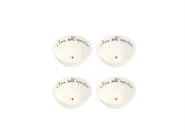 SIMPLE DAY LIVING & LIFESTYLE Set 4 Coppette in gres E' l'ora dell'aperitivo Ø10 cm