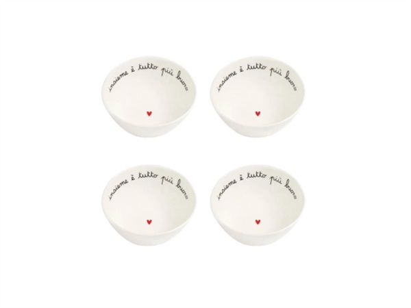 SIMPLE DAY LIVING & LIFESTYLE Set 4 Coppette in gres Insieme è tutto più buono Ø10 cm
